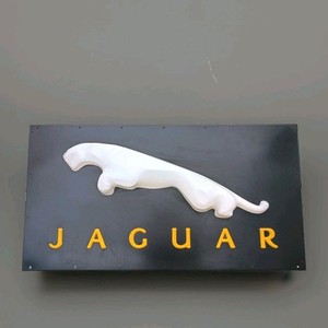 Vtg Illuminated 1970's Jaguar Automotive dealership advertising sign 54" Car