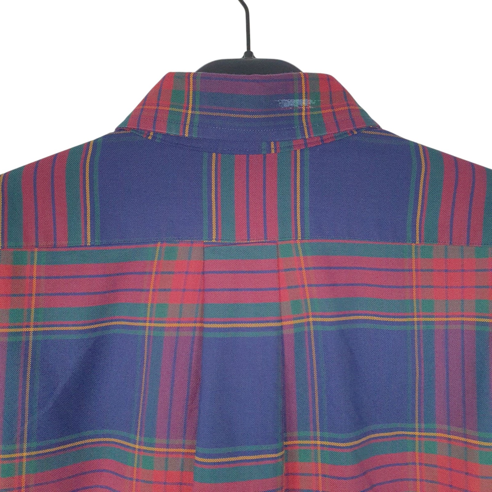 L.L.BEAN Navy Check Shirt Vintage 90s Made In USA Long Sleeve Casual Mens L image 4