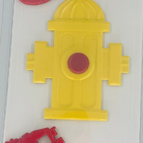 Decorative Brads Brad Buddies Fireman Hat Hydrant Fire Truck Red Yellow Metal - Picture 7 of 10