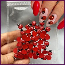 50Pcs Cute Insect Ladybug Nail Charms 3D Resin Ladybugs Nail Art Rhinestones