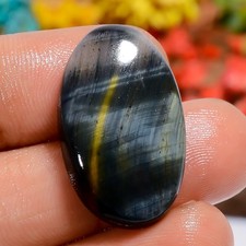 Natural Blue Tiger Eye Oval Shape Cabochon Loose Gemstone 21 Ct. 25X15X4 mm