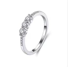 VVS D Moissanite Diamond Accent Ring 925 Sterling Silver Three Stone Band Size 7
