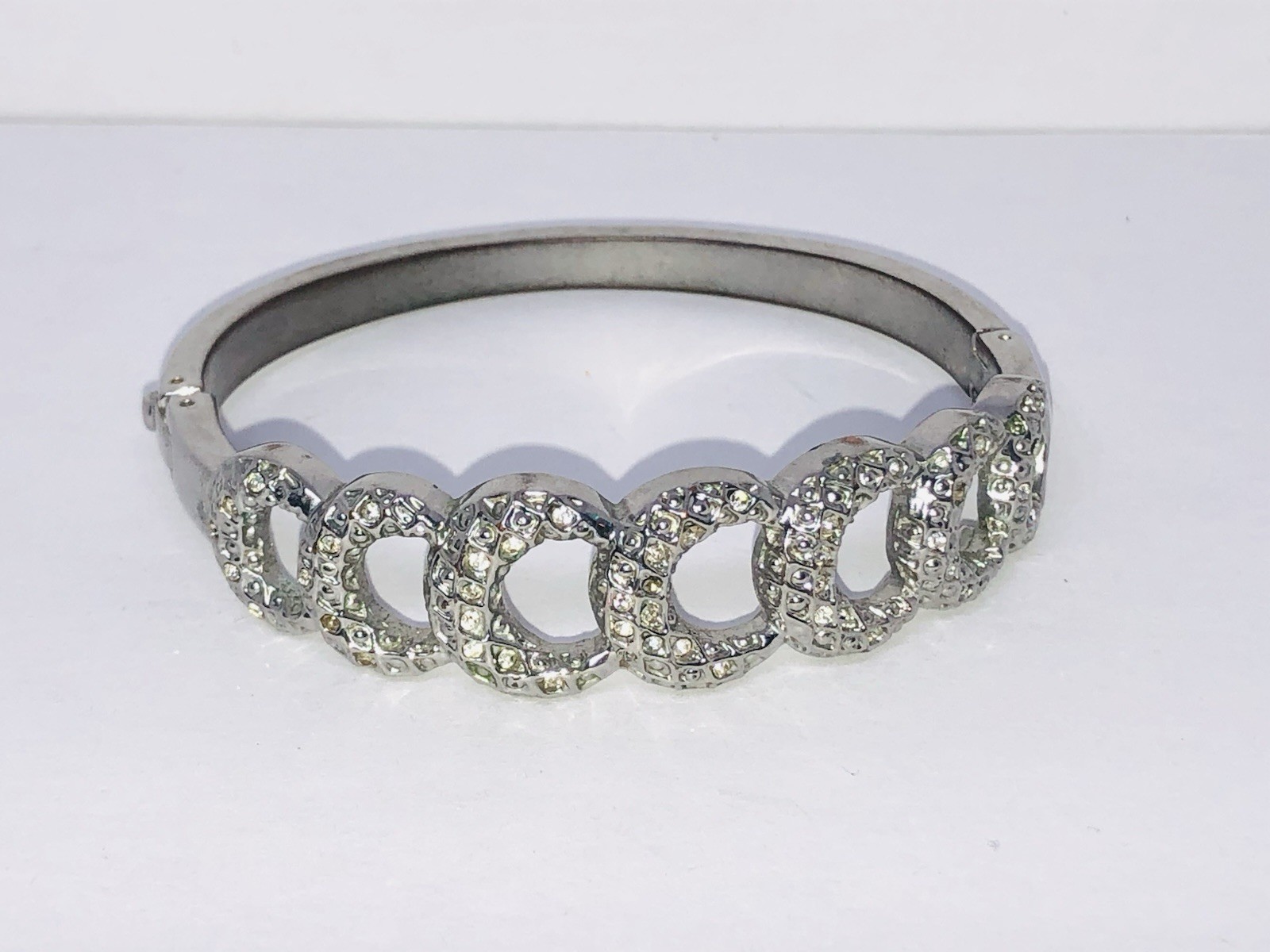 Silver Tone Interlocking Circles Rhinestone Pave … - image 13