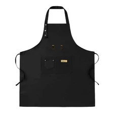 Kitchen 2 Pack Bib Apron Set - Adjustable Chef Aprons for Men Women with Stylish