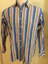 Polo Ralph Lauren XL Button Men L/S Long Sleeve Shirt Curham Blue White Stripe