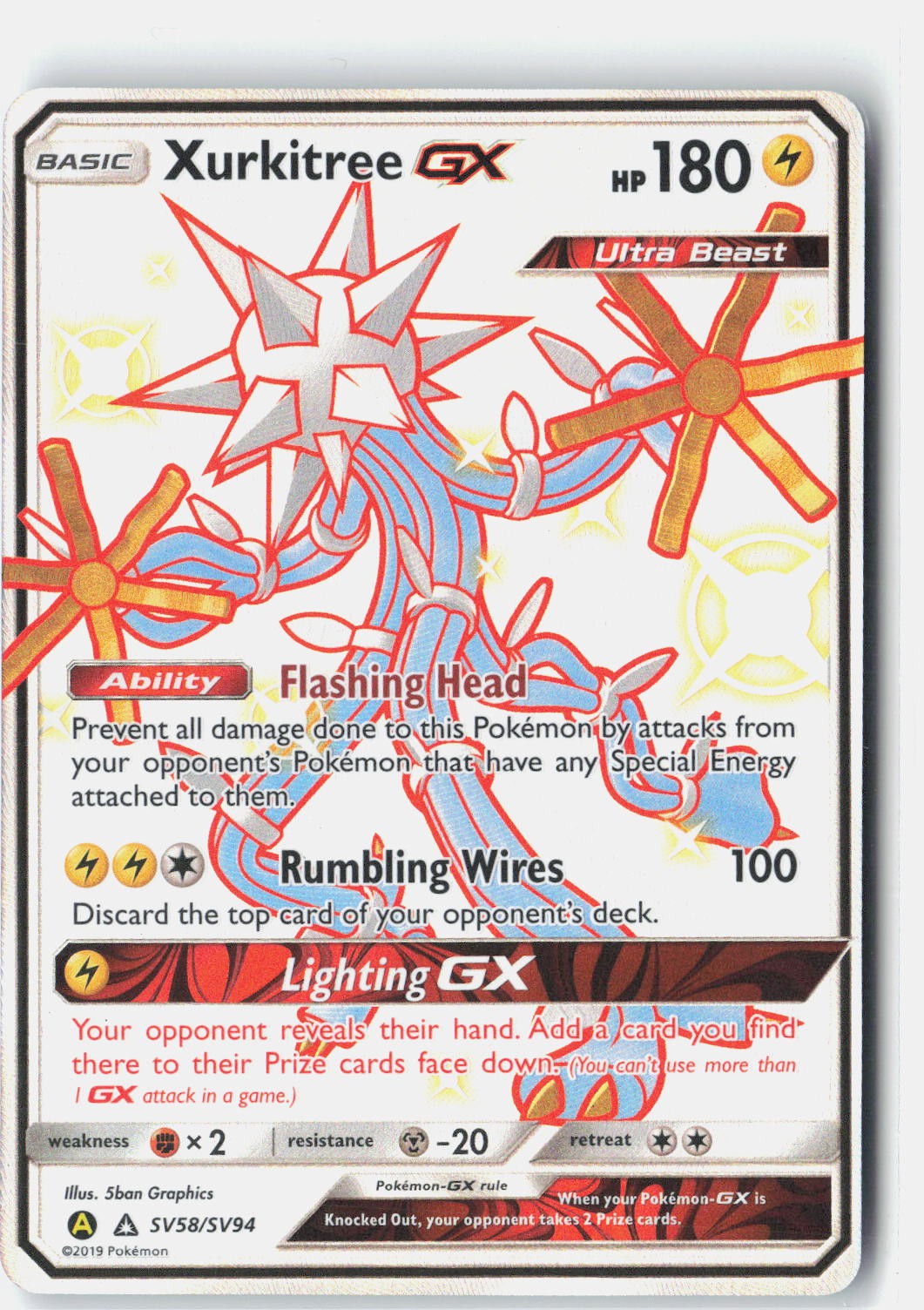 Xurkitree GX Hidden Fates: Shiny Vault SV58/SV94 Pokemon Card