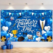 Happy Father's Day Banner Happy Fathers Day Decorations for Party Blue Happy Fa