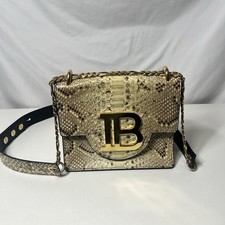 Balmain B-bag 18 handbag python, leather gold Tone B Logo Chain Strap preowned  