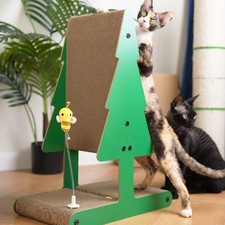 Large Christmas Tree Cardboard Cat Scratcher Vertical Scratching Post And Ball