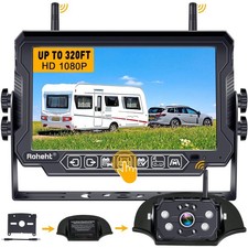 RV Backup Camera Wireless Strong Signal: HD 1080P 7'' Touch Key Recording Mon...