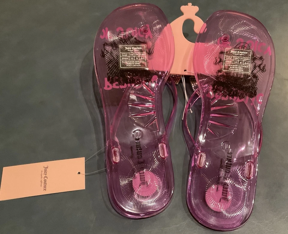 Chanclas Juicy Couture rosa de gelatina arcos brillantes para mujer talla 10M nuevas con etiquetas Foto 2 de 4