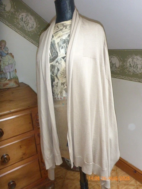 Cárdigan Cascada Polo Ralph Lauren Lana Mujer Beige Tejido Frente Abierto Talla M/L Foto 4 de 4