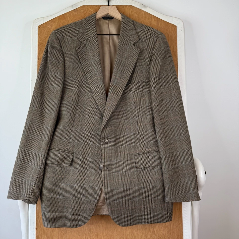 VTG Polo University Club Blazer Mens 38L Brown Houndstooth 2 Button 90s Wool - Image 2 of 4