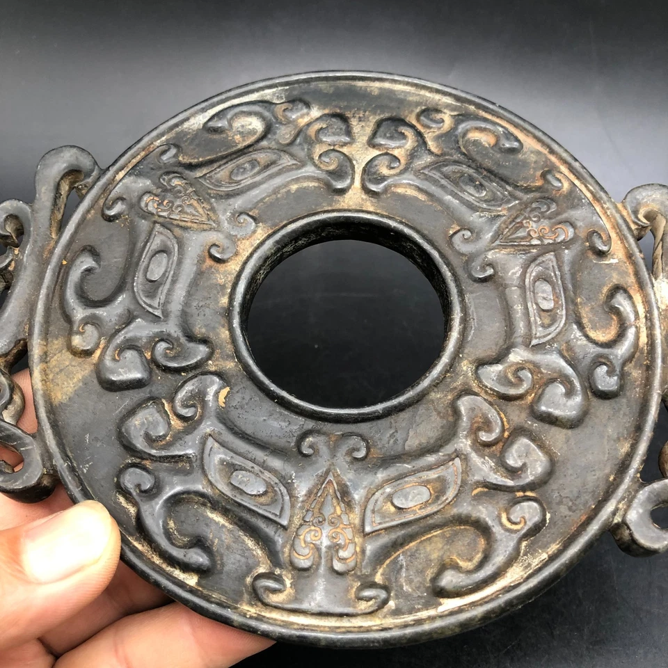 Dragón Fénix "Bi" Yubi L 21,3 cm tallado jade hetiano antiguo dinastía Han de China raro Foto 3 de 4