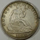 1858 Seated Liberty Half Dollar 90% Silver 50C US Coin #44762