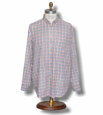 SCOTT BARBER Men's XXL Multicolor Check Long Sleeve Button Down Collar Shirt