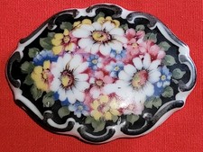 Vintage Brosche Bavaria Schumann Porzellan Sommerblumen Trachtenschmuck
