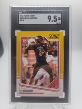 2018 Panini Score #352 LAMAR JACKSON Rookie Card RC SGC 9.5 MINT+ RAVENS. rookie card picture