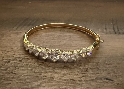 925 vergoldet Gold Herz cz Scharnier Armreif Armband Herzform HSN