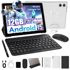 Android 15 10-Inch Tablet , Octa-Core IPS HD Touchscreen, 12GB 64GB , W