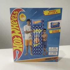 Official Hot Wheels Inflatable Lounger Float 67″x25″ Built-In Head Cushion Pool