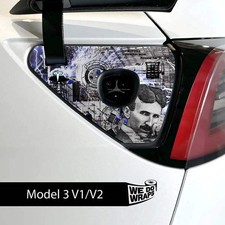 Nikola Tesla Steampunk / Trash Polka Tesla Charge Port Wrap  Model 3