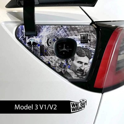Nikola Tesla Steampunk / Trash Polka Tesla Charge Port Wrap | Model 3
