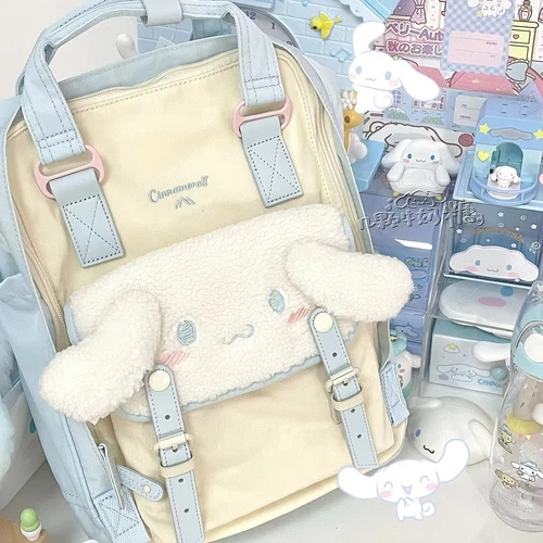 Mädchen Cinnamoroll Ohr Plüsch Nylon Rucksack groß Schultertasche Laptoptasche Umhängetasche - Bild 2 von 10