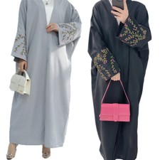 Muslim Women Open Abaya Cardigan Long Robes Turkey Kimono Ramadan Dresses Gown