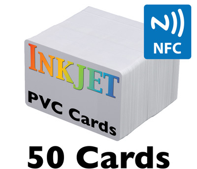 50 Inkjet PVC Cards w/ NTAG215 NFC Chip - For Epson & Canon Printers