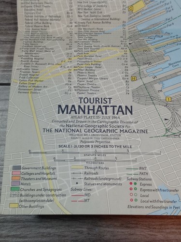 1964 Greater New York State Map National Geographic Vintage Wall Map 15x20" - Picture 5 of 7