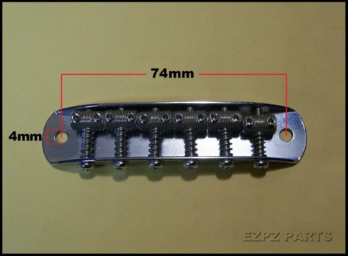 Low Profile MIJ style Guitar Bridge 4mm hole, 74mm Spacing EZPZ PARTS