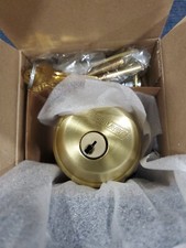 Schlage Single Cylinder Deadbolt Satin Brass. Never Used In Box B60-608