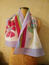 Paoli VINTAGE chiffon scarf in a colorful Retro Mod design of free-form flowers