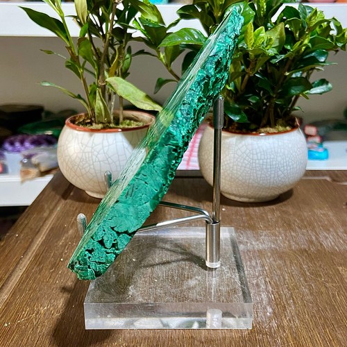 1.86LB Natural malachite slice quartz crystal luster mineral specimen - 第 7/17 張圖片