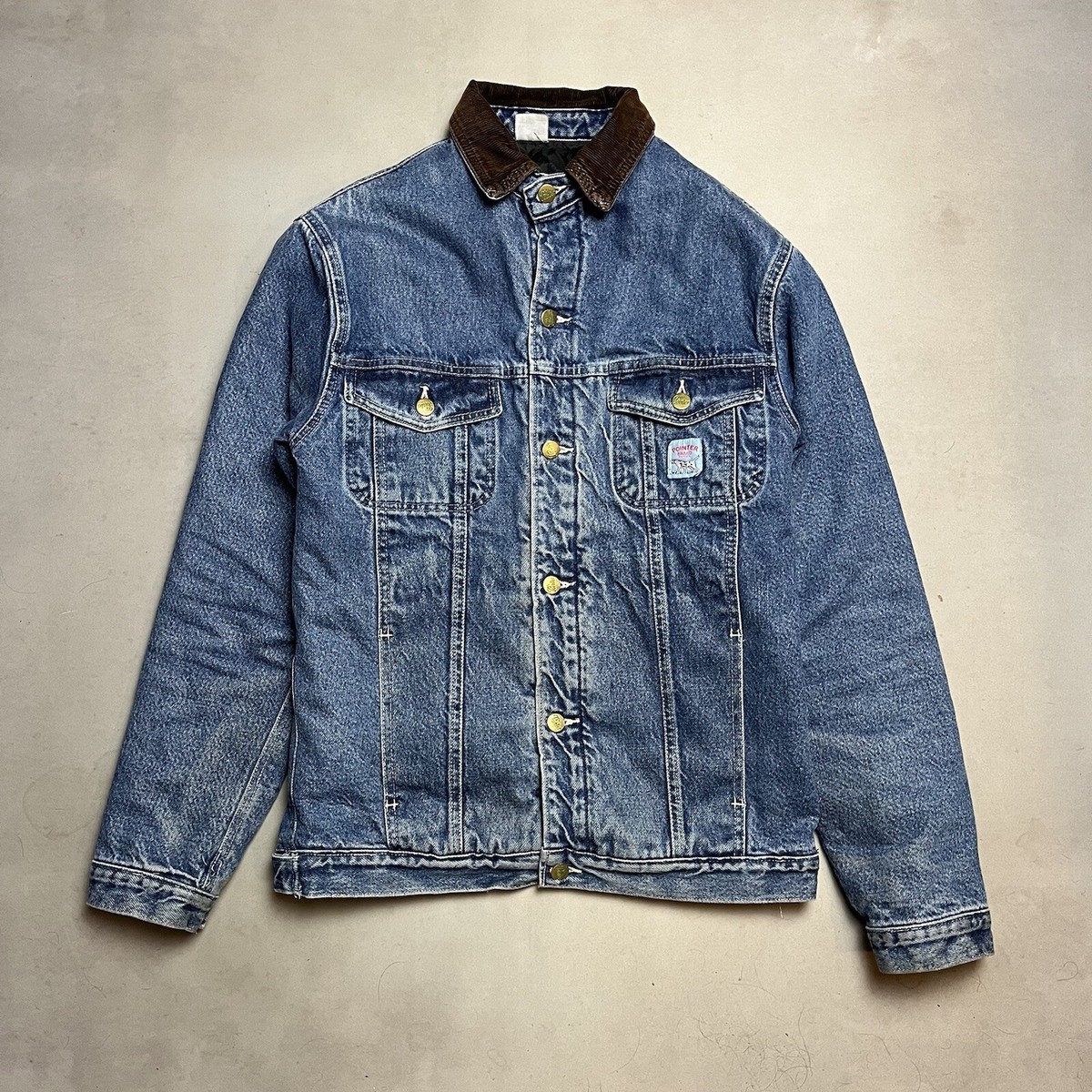 POINTER(ポインター) LINED DENIM JEAN JACKET Vintage Pointer Brand Quilt Lined Denim Chore Coat Barn