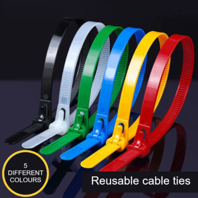 Lösbare wiederverwendbare Kabelbinder 7,6 mm oder 4,8 mm breit Nylon Zip Tie Wraps