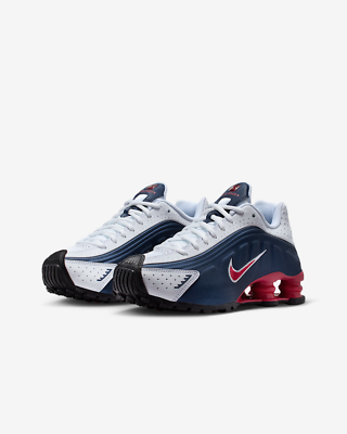 Nike GS Shox R4 Midnight Navy White Silver CW2626-400 Size 3.5Y-7Y