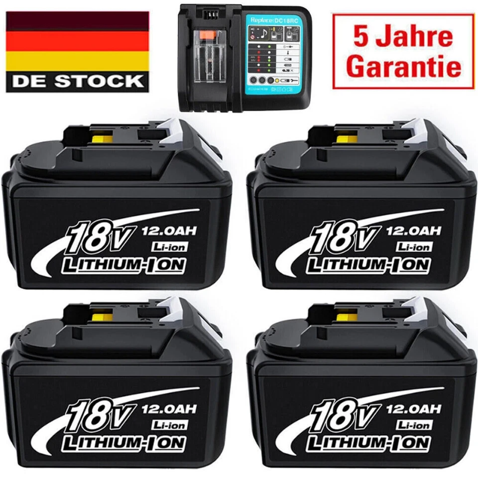 FÜR MAKITA 4x Original 18V 12Ah para Batería Makita BL1860B Indicador LED 197422-4 BL1850B BL1830