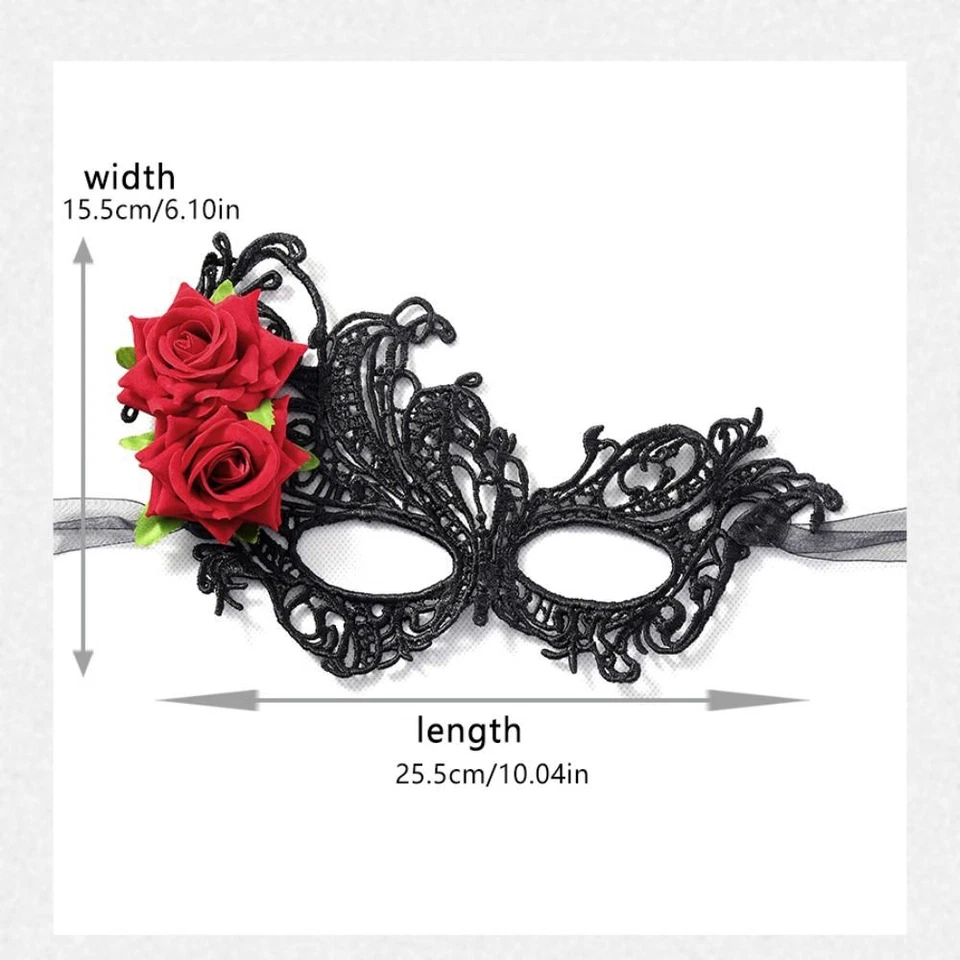 Cosplay Party Masquerade Mask Thickened Sexy and Fun Eye Mask Lace Rose Mask - Image 2 of 4