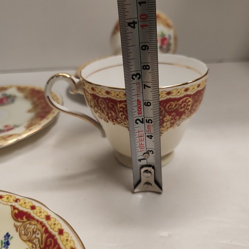 Rare Vintage Aynsley Red & Gold Floral Trio Tea Cups & Saucers 2 Set - Picture 12 of 12