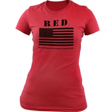 Women's RED (Remember Everyone Deployed) Flag RED Friday Veteran Graphic T-Shirt
