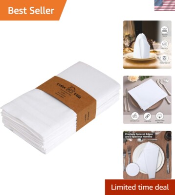 Premium Cotton Cloth Napkins Set of 12 - Mitered Corners & Hemmed Edges