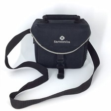 Samsonite Padded Canvas Bad Adjustable Strap Front Clasp Pockets Black 903