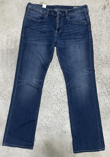 Buffalo David Bitton Men's Blue Denim Jeans 36x34 KING-X Slim Straight Stretch - 第 1/7 張圖片
