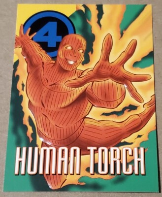 Marvel Vision 57 Human Torch Fantastic Embossed 1996 Dr. Doom Data File Fleer MP