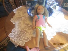 2014?  American Girl 18” Doll Blonde Hair Brown Eyes with Freckles