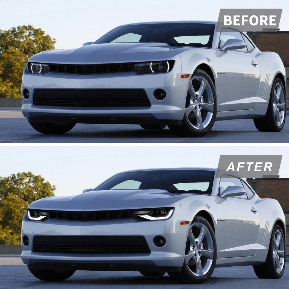 LED Projector Headlights + VLAND Bulbs For 2014-2015 Chevy Camaro w/RGB DRL Sets - Image 3 of 4