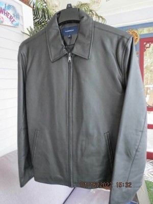 NEW Adult Mens L 100% Genuine Leather Jacket w/ Pockets & Zipper Croft & Barrow