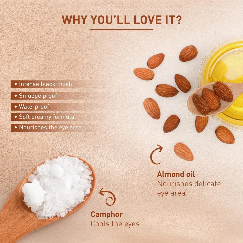 Lotus Make-Up Natural Kajal - Black NK04 | Almond Oil | Smudge Proof - 3.8g - Image 4 of 4